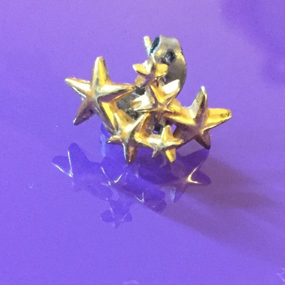 14k Gold Vermeil Trio Star Stud Earrings - Picture 3 of 3